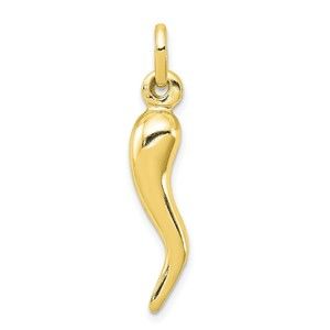 925 Sterling Silver Gold-tone Italian Horn Cornicello Necklace Charm Pendant